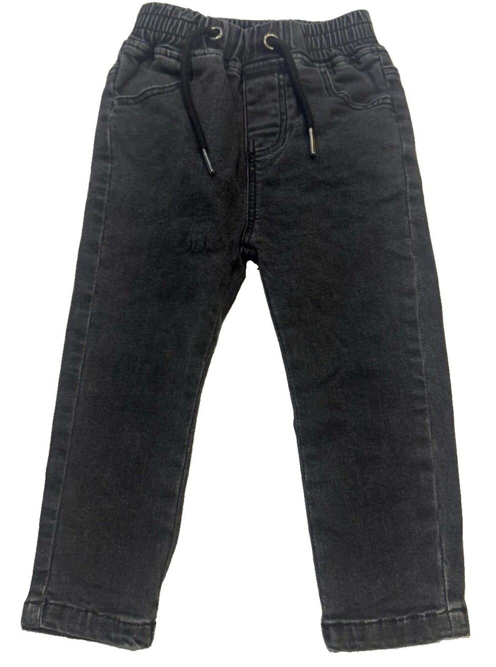 Little Bipsy Baby Black Denim Jogger Jeans Pants 6-12M Elastic Waist NWOT